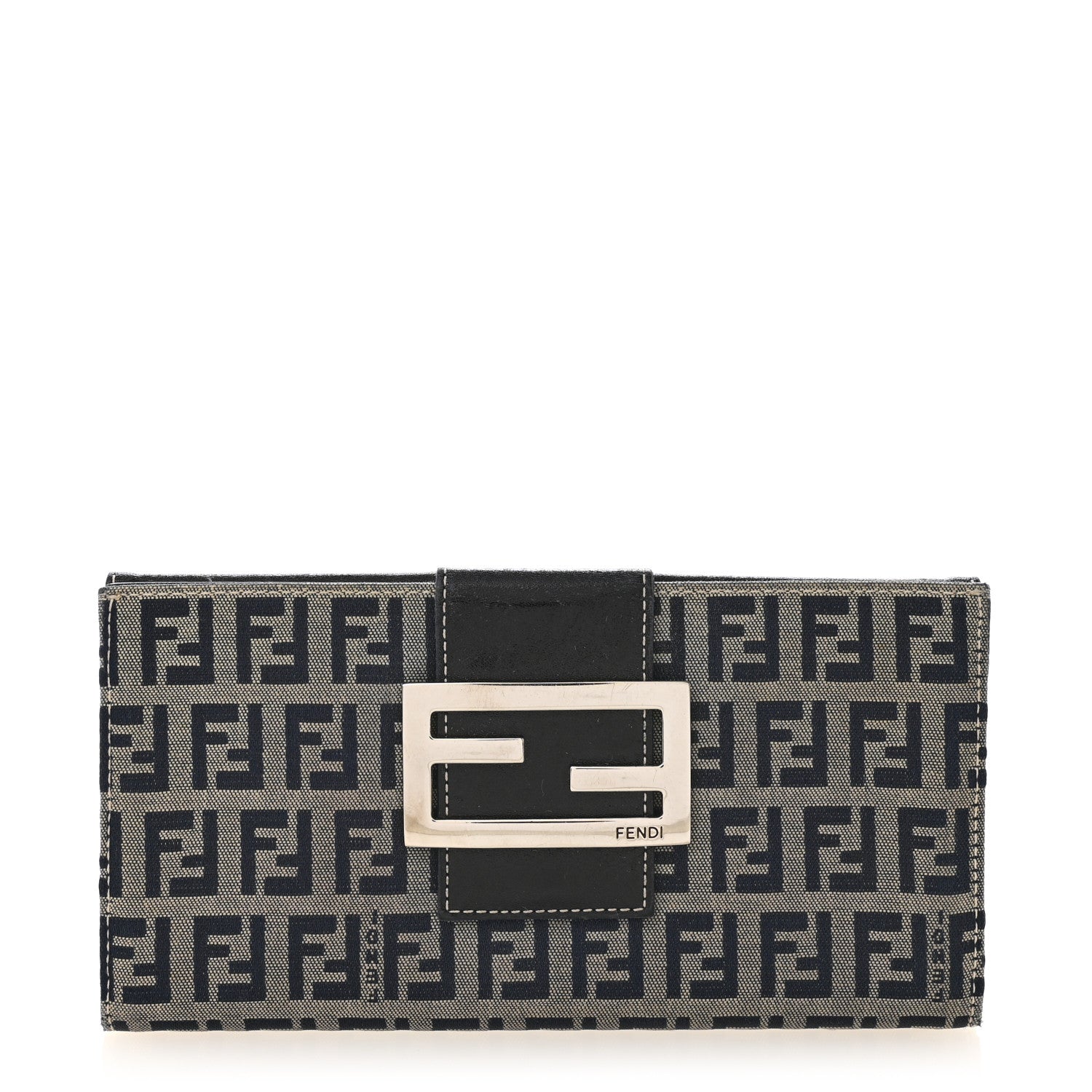 Fendi Zucchino Forever Continental Wallet Navy 1 of 11