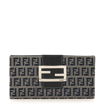 Fendi Zucchino Forever Continental Wallet Navy 1 of 11