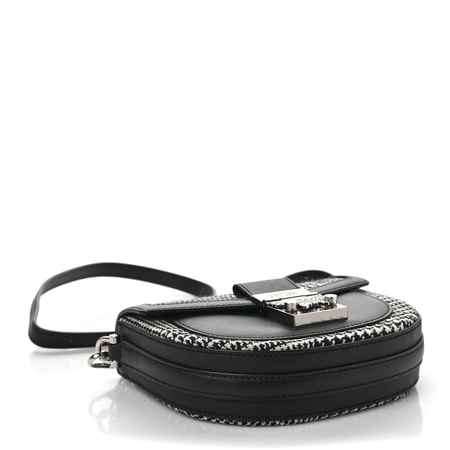Calfskin Houndstooth Mini Patricia Belt Bag Black White