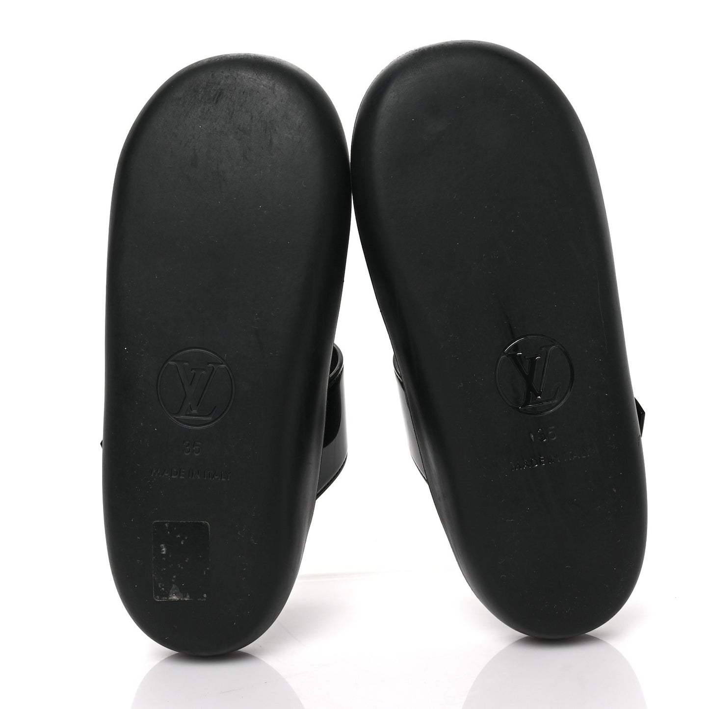 Monogram Sunbath Flat Mule Sandals 35 Black