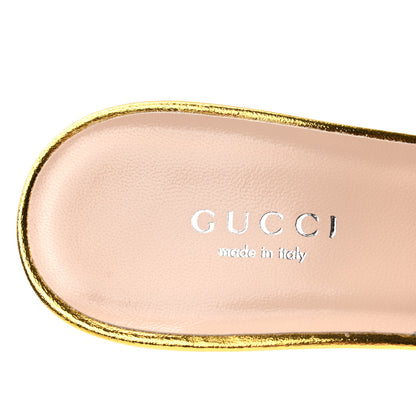 Gucci Metallic Nappa Crawford Knot Mid Heel Slide Sandals 37 Gold 7 of 8