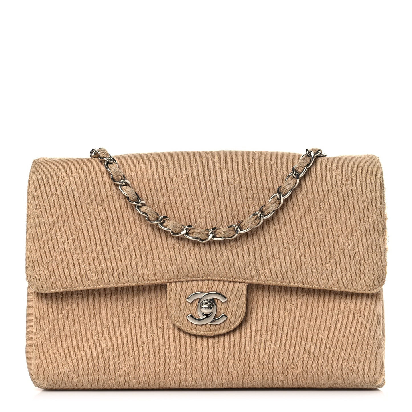 Jersey Quilted Medium Single Flap Beige