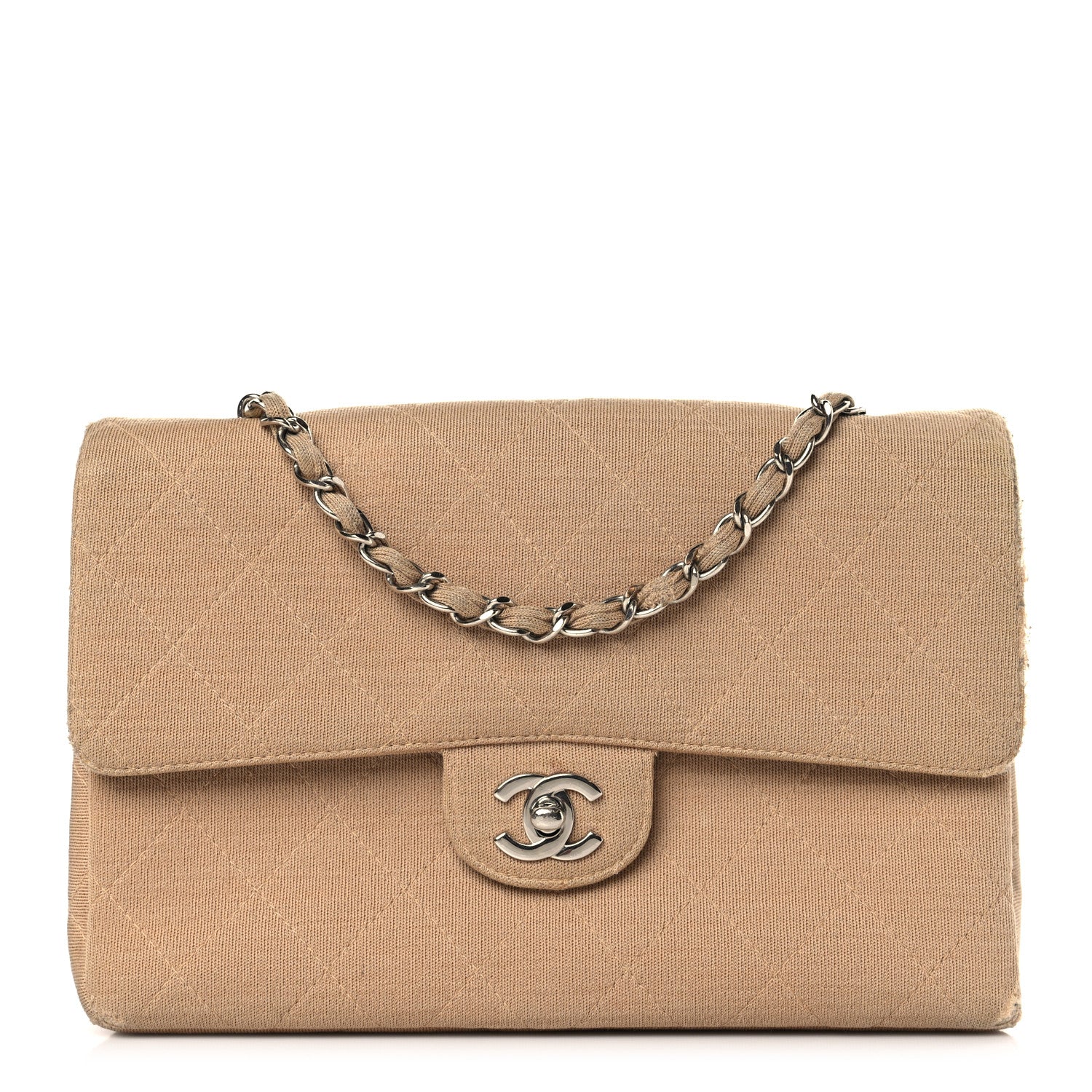 Chanel Jersey Quilted Medium Single Flap Beige 1 of 12