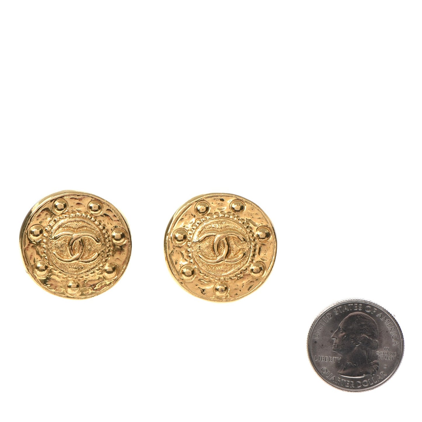 CC Earrings Clip On Gold