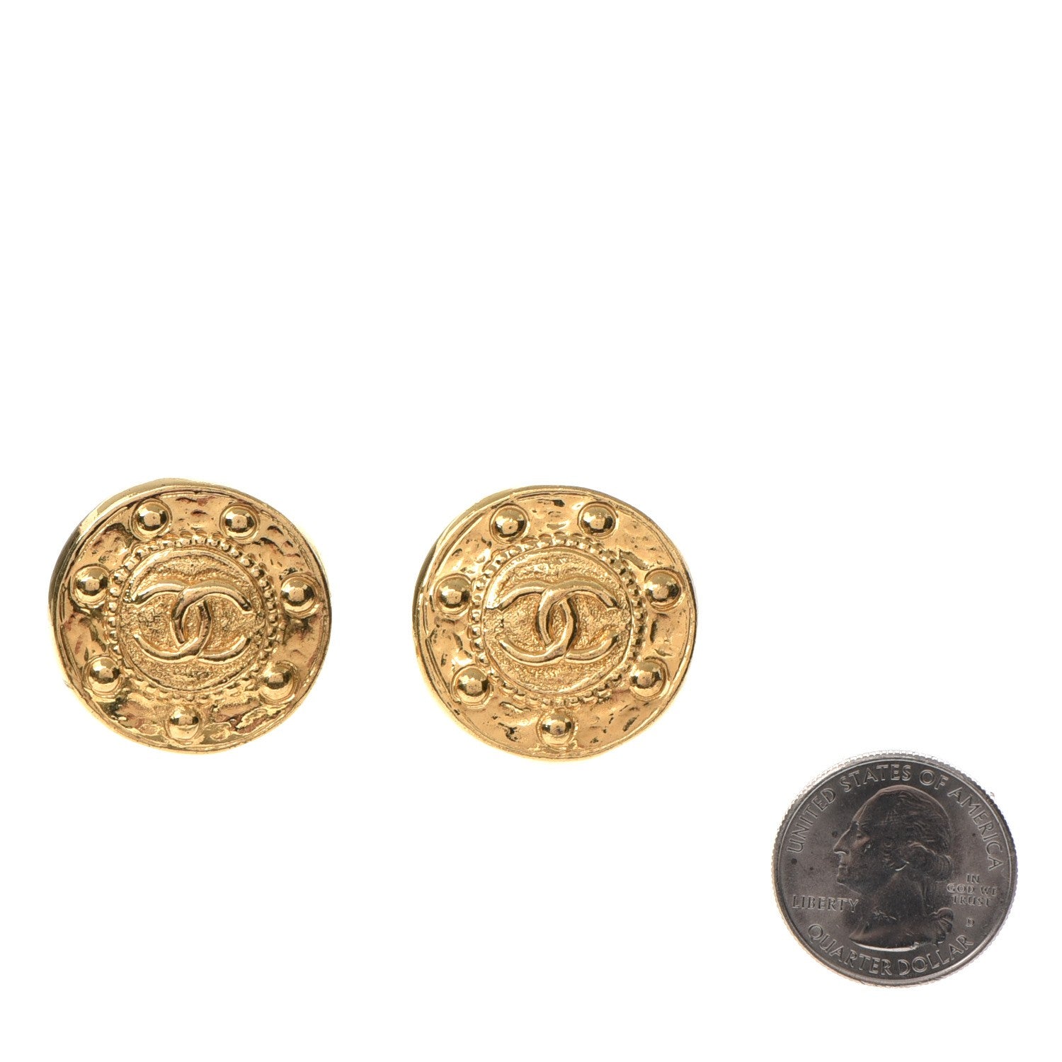 Chanel CC Earrings Clip On Gold 2 of 4