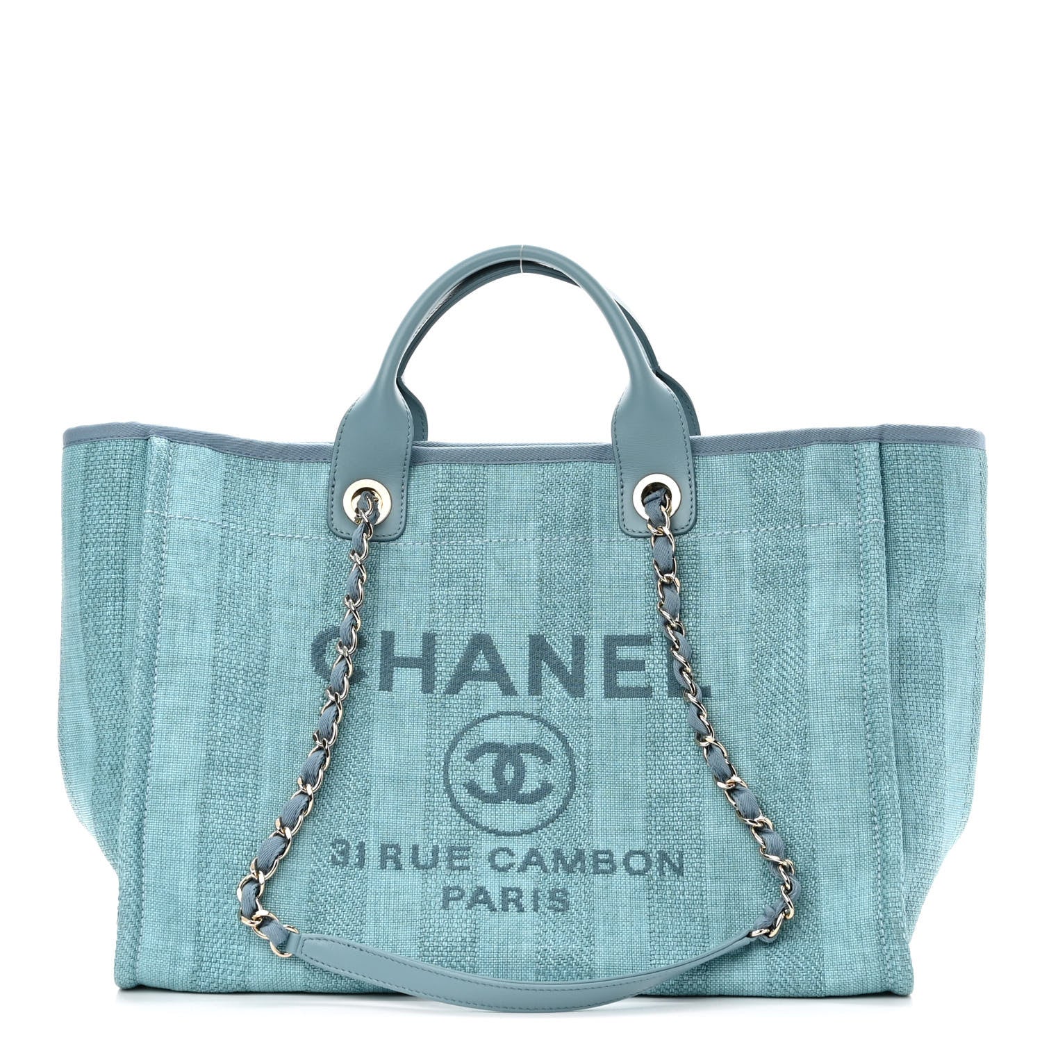 Chanel Mixed Fibers Striped Medium Deauville Tote Blue 1 of 10