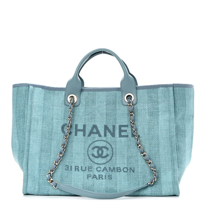 Chanel Mixed Fibers Striped Medium Deauville Tote Blue 1 of 10