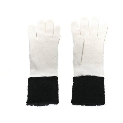 Chanel Cashmere Camellia CC Gloves White Black 2 of 3