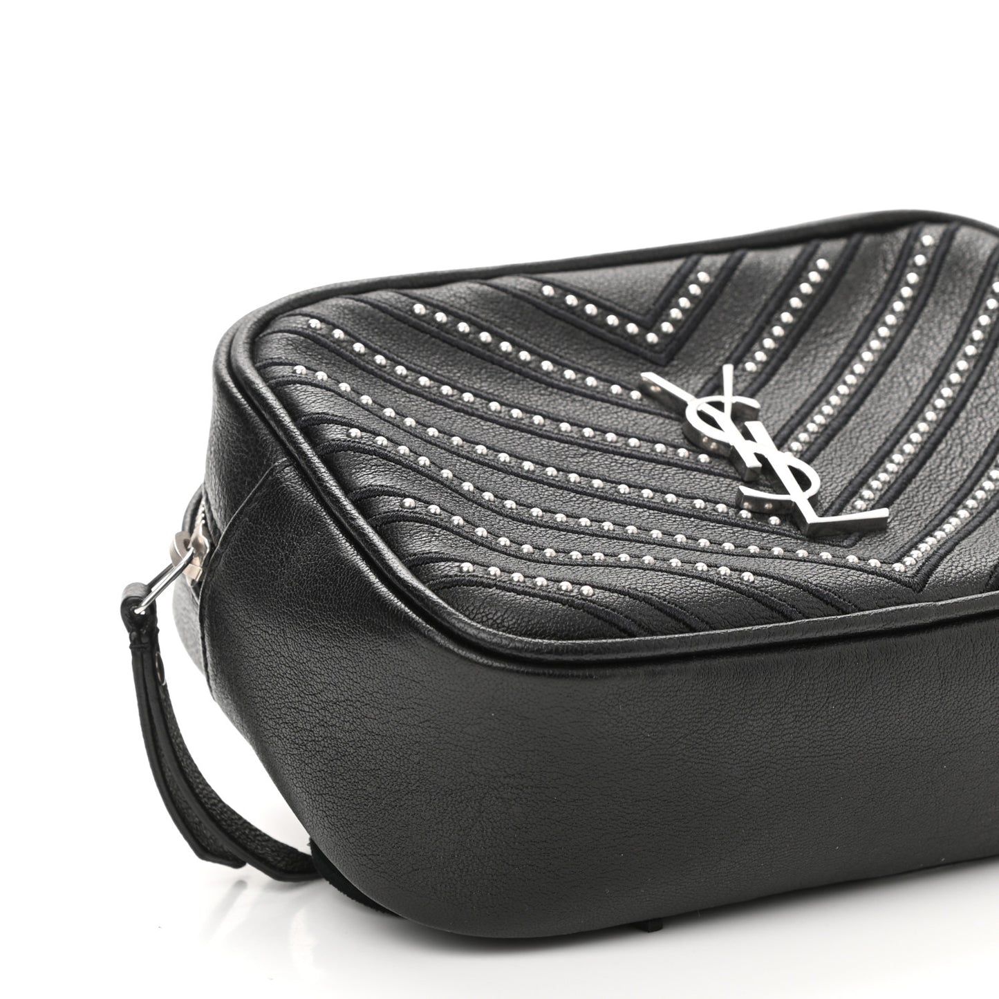Calfskin Matelasse Studded Monogram Lou Belt Bag Black
