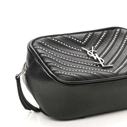 Saint Laurent Calfskin Matelasse Studded Monogram Lou Belt Bag Black 8 of 9