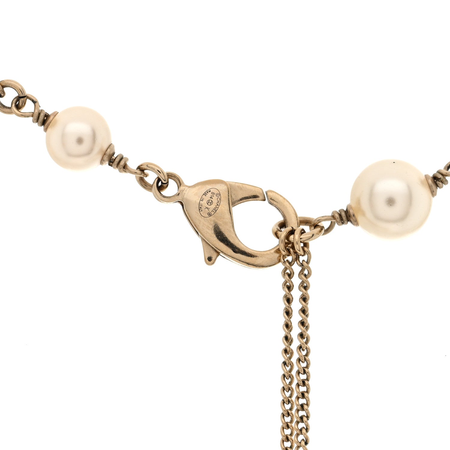 Chanel Iridescent Enamel Pearl CC Short Necklace Pink Gold 4 of 4