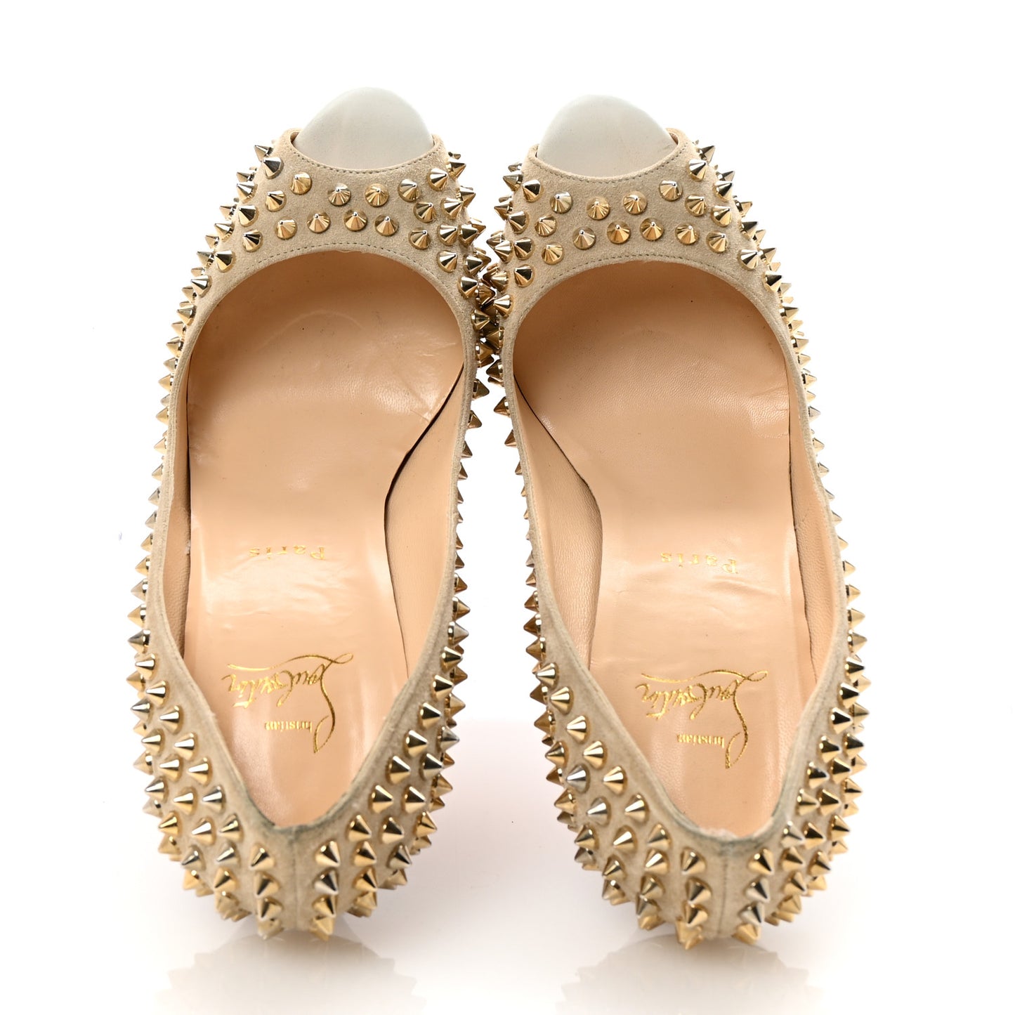 Veau Velours Patent Lady Peep Spikes 150 Pumps 40 Stone