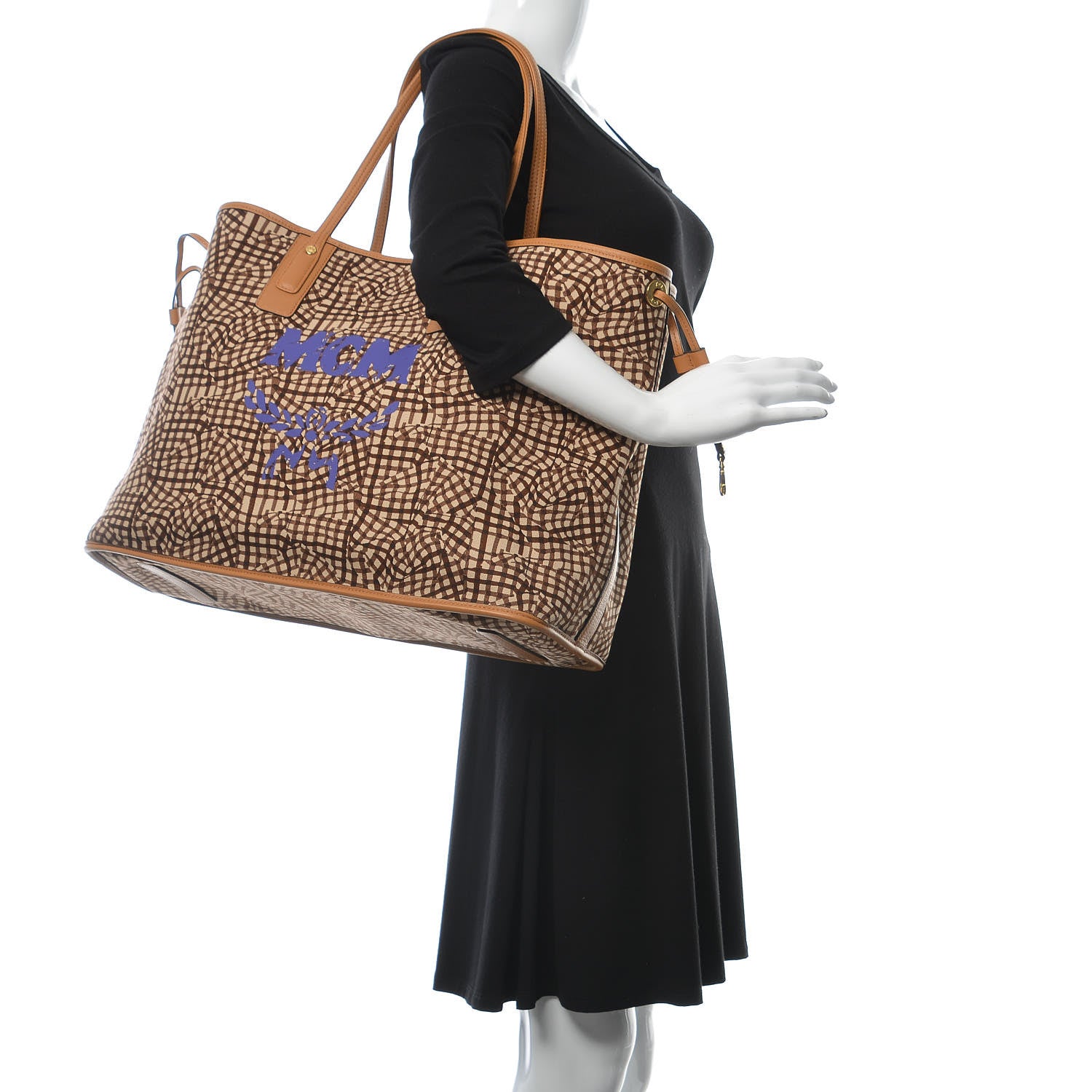 MCM Visetos Large Liz Reversible Shopper Tote Cognac 2 of 12
