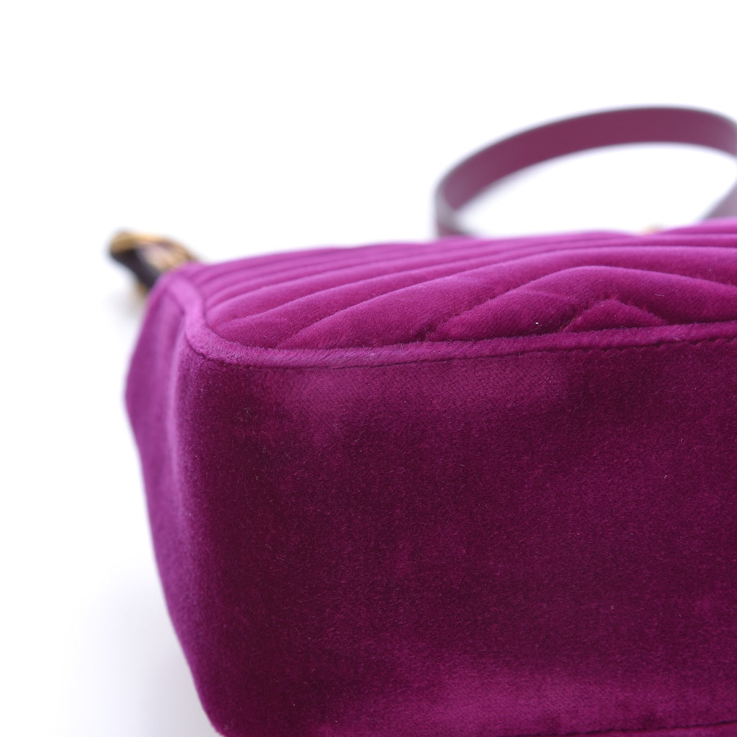 Velvet Matelasse Small GG Marmont Shoulder Bag Fuchsia Violet Cyclamen