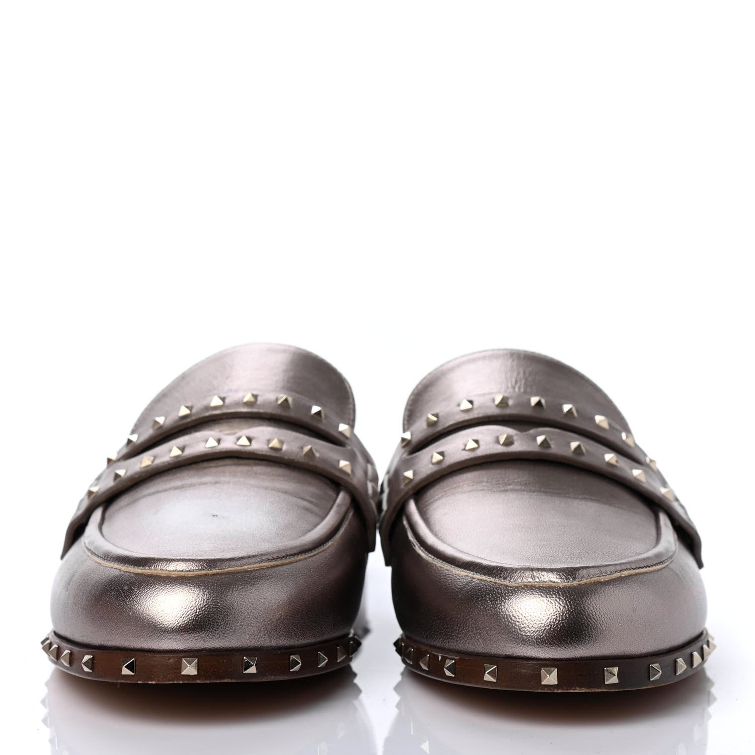 Valentino Garavani Metallic Lambskin Soul Rockstud Mules 39.5 Lipstick 2 of 4