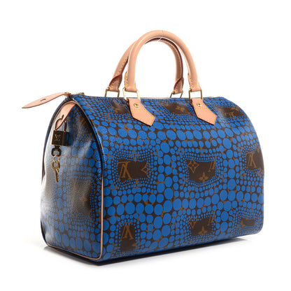 Louis Vuitton Monogram Kusama Town Speedy 30 Blue 3 of 7