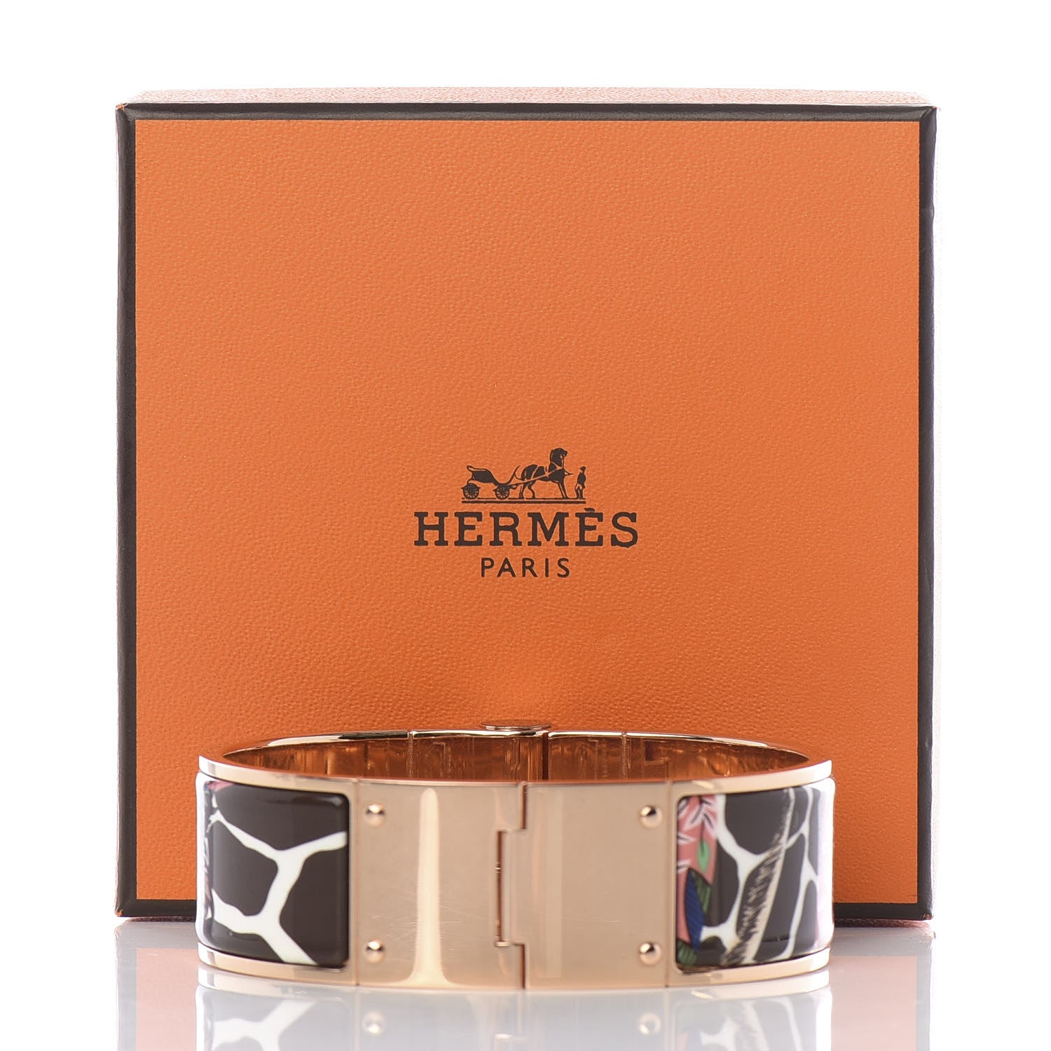 Hermes Enamel Printed Wide The Three Graces Hinged Bracelet M Pink Delirium 6 of 6