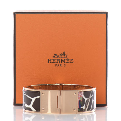 Hermes Enamel Printed Wide The Three Graces Hinged Bracelet M Pink Delirium 6 of 6
