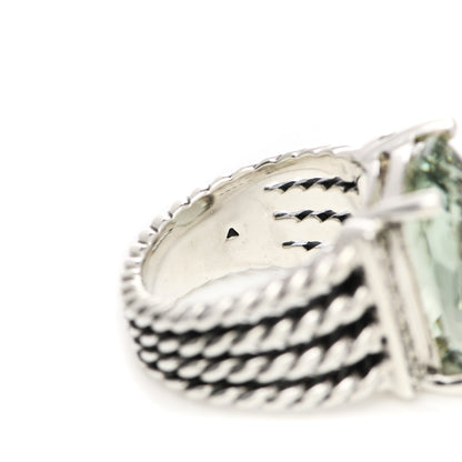 David Yurman Sterling Silver Diamond Prasiolite 16mm Wheaton Ring 52 6 6 of 7