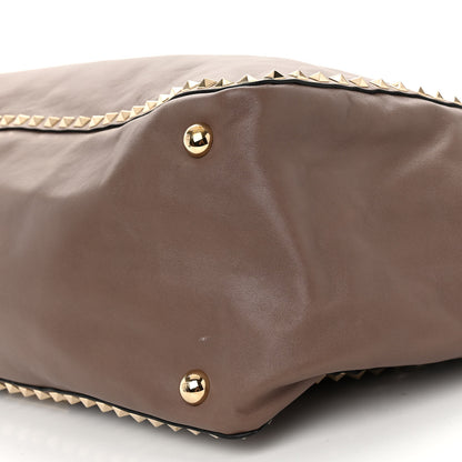 Valentino Garavani Vitello Large Rockstud Tote Brown 9 of 10