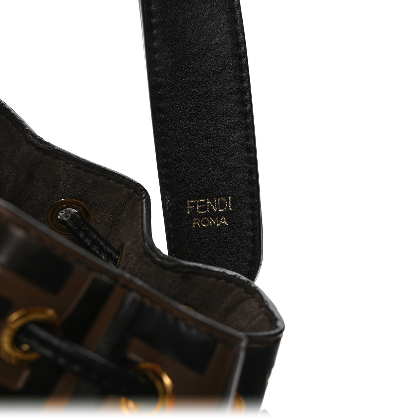Vitello Liberty F is Fendi Bi-Color FF 1974 Embossed Mini Mon Tresor Bucket Bag Maya Black