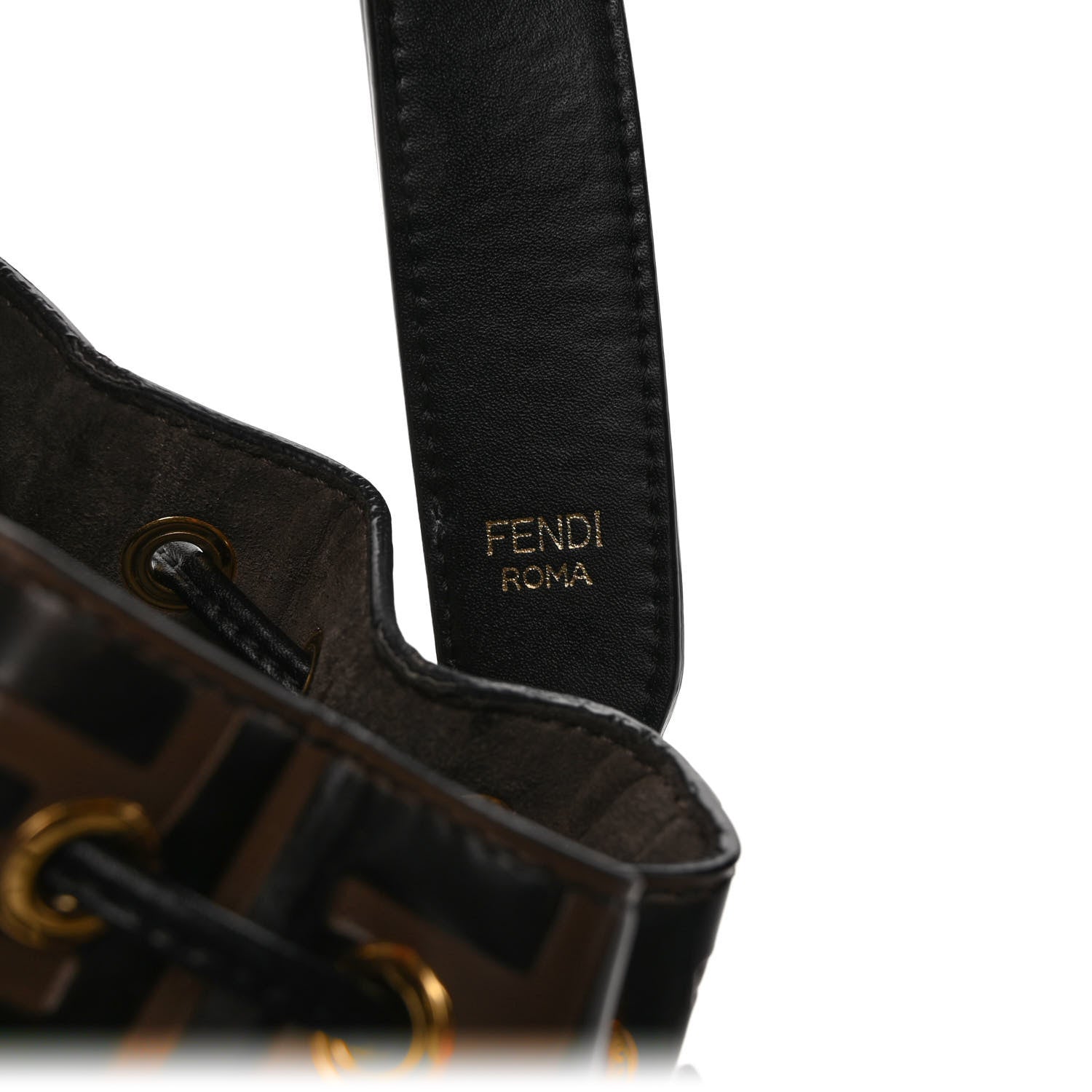 Fendi Vitello Liberty F is Fendi Bi-Color FF 1974 Embossed Mini Mon Tresor Bucket Bag Maya Black 9 of 13