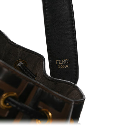 Fendi Vitello Liberty F is Fendi Bi-Color FF 1974 Embossed Mini Mon Tresor Bucket Bag Maya Black 9 of 13