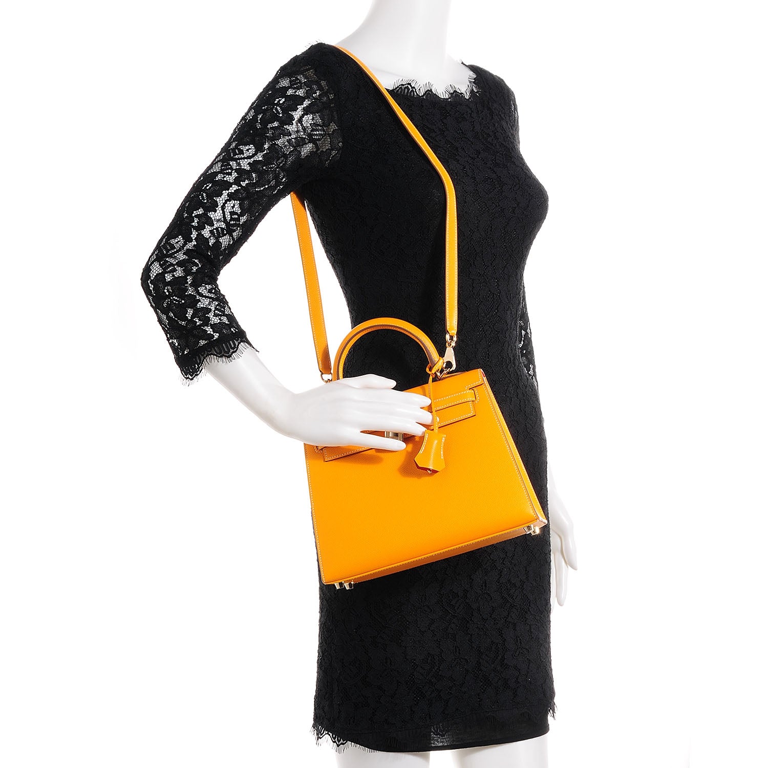 Hermes Epsom Candy Kelly Sellier 25 Jaune d'Or Feu 2 of 23
