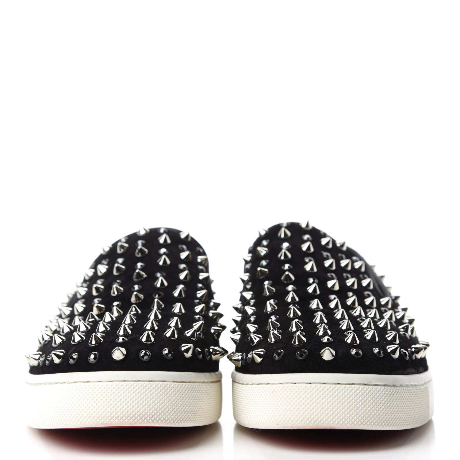 Christian Louboutin Veau Velours Studded Womens Slip On Sneakers 38 Black 2 of 9