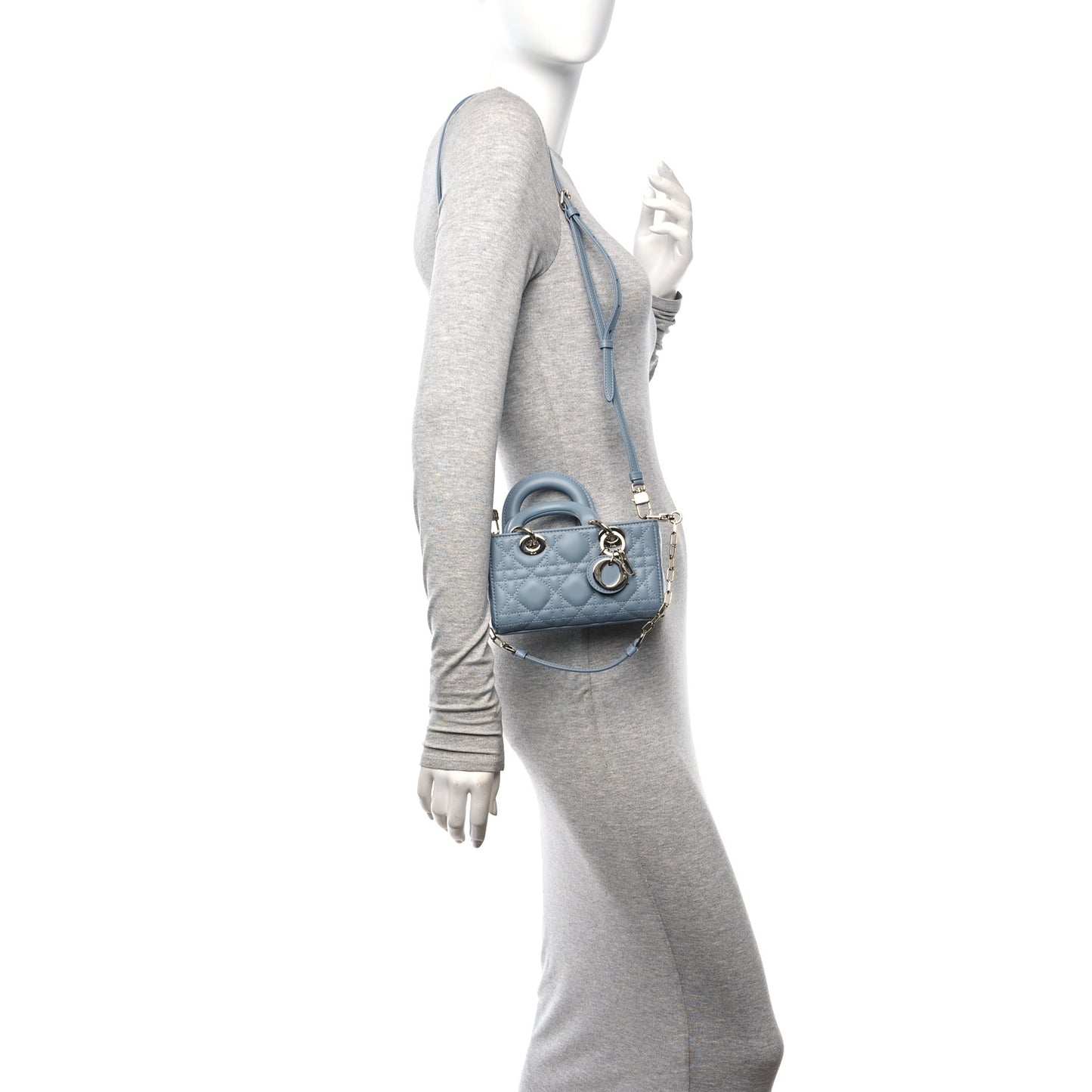 Lambskin Cannage Micro Lady D-Joy Cloud Blue