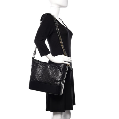Chanel Aged Calfskin Quilted Large Gabrielle Hobo Black 2 of 11