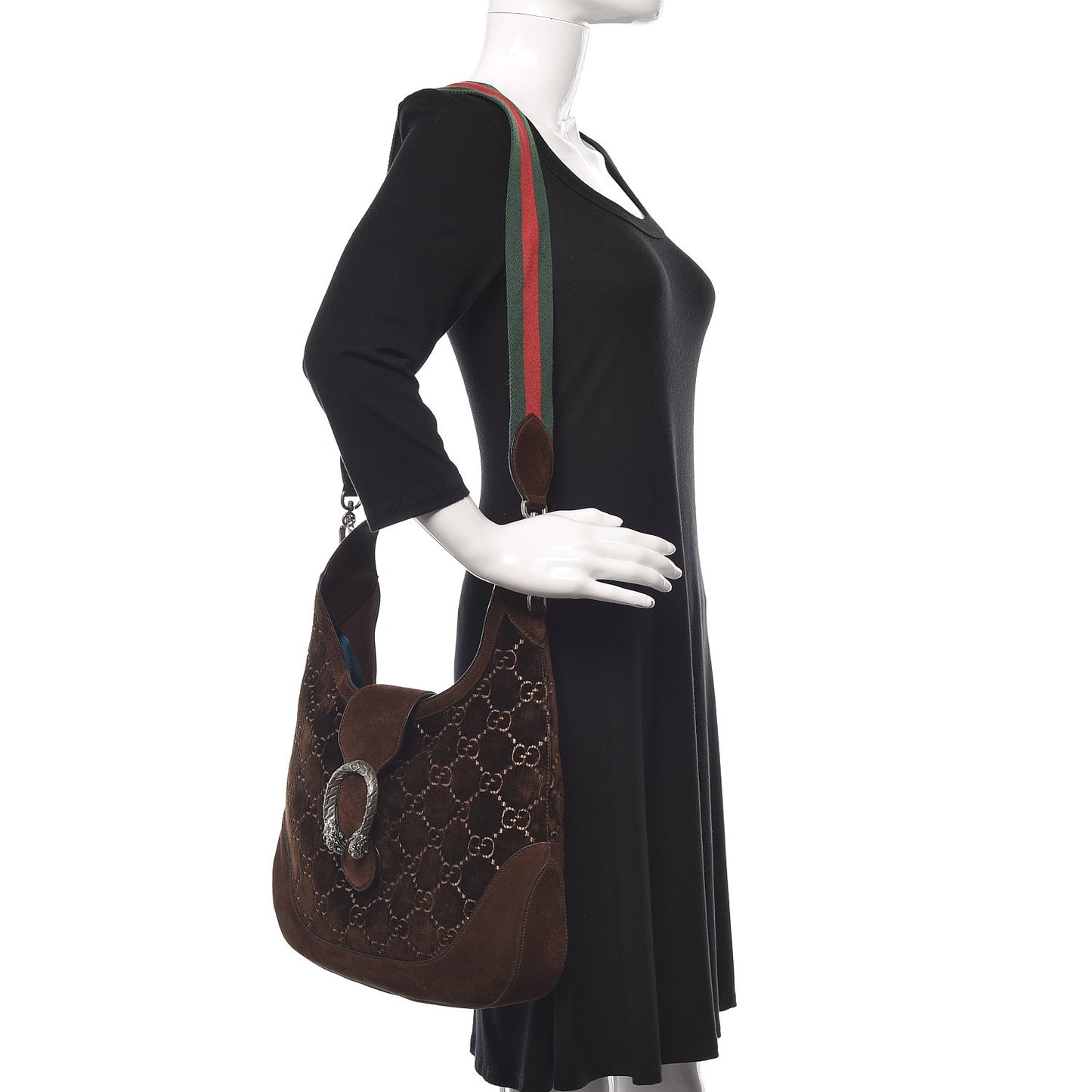 Velvet GG Monogram Web Medium Dionysus Hobo Brown
