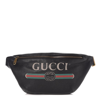 Gucci Grained Calfskin Logo Belt Bag Black 1 of 10
