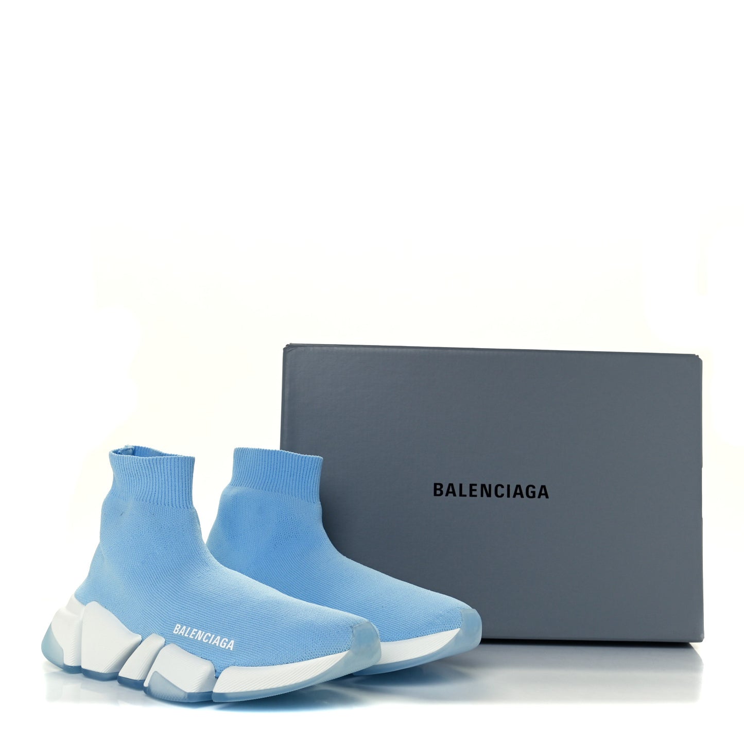 Technical 3D Recycled Knit Bi-Color Speed 2.0 Transparent Sole Sneakers 36 Blue White Transparent Blue