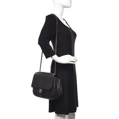 Chanel Caviar Chevron Quilted Large Puffy CC Flap Black 2 of 10