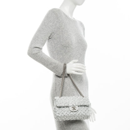 Chanel Metallic Lame Quilted Small Double Flap Silver 2 of 10