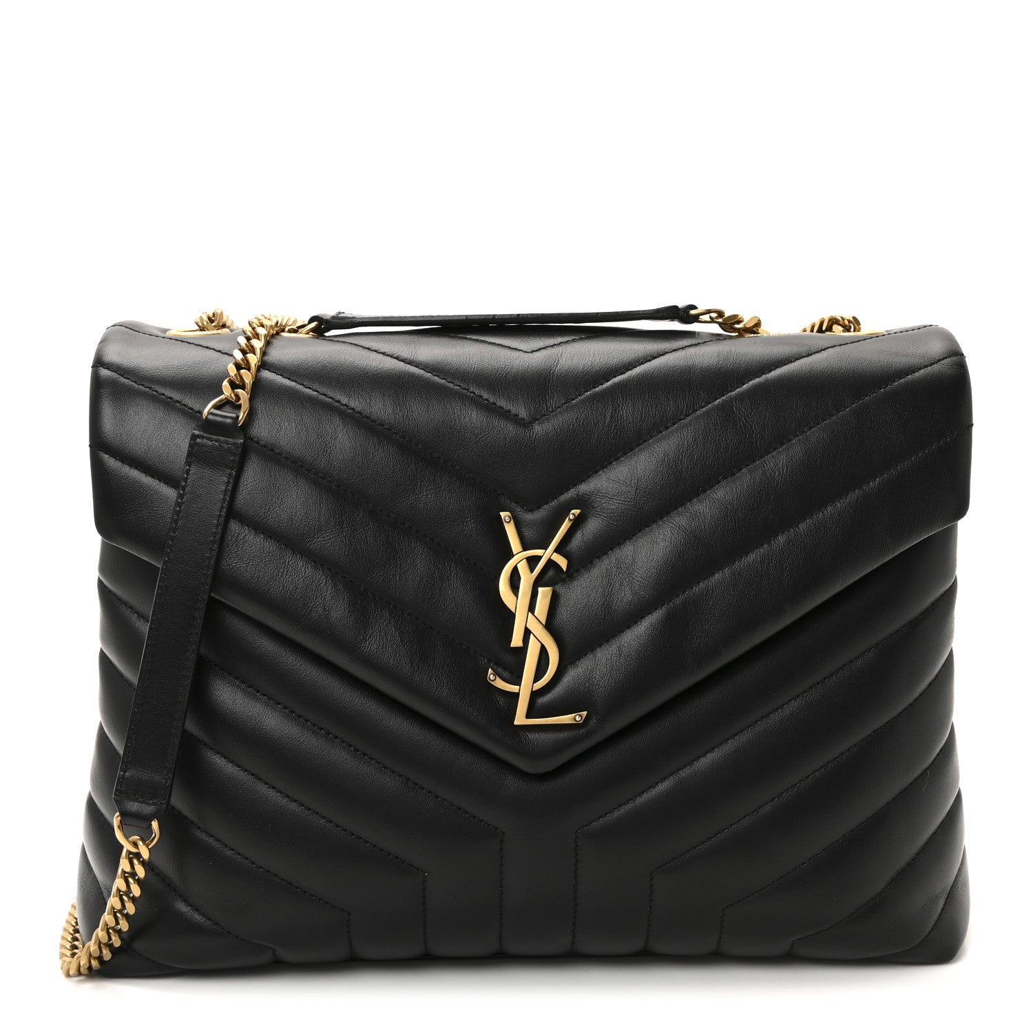 Saint Laurent Calfskin Y Quilted Monogram Medium Loulou Chain Satchel Black 1 of 9