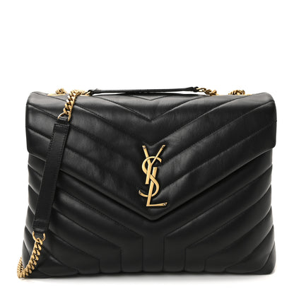 Saint Laurent Calfskin Y Quilted Monogram Medium Loulou Chain Satchel Black 1 of 9