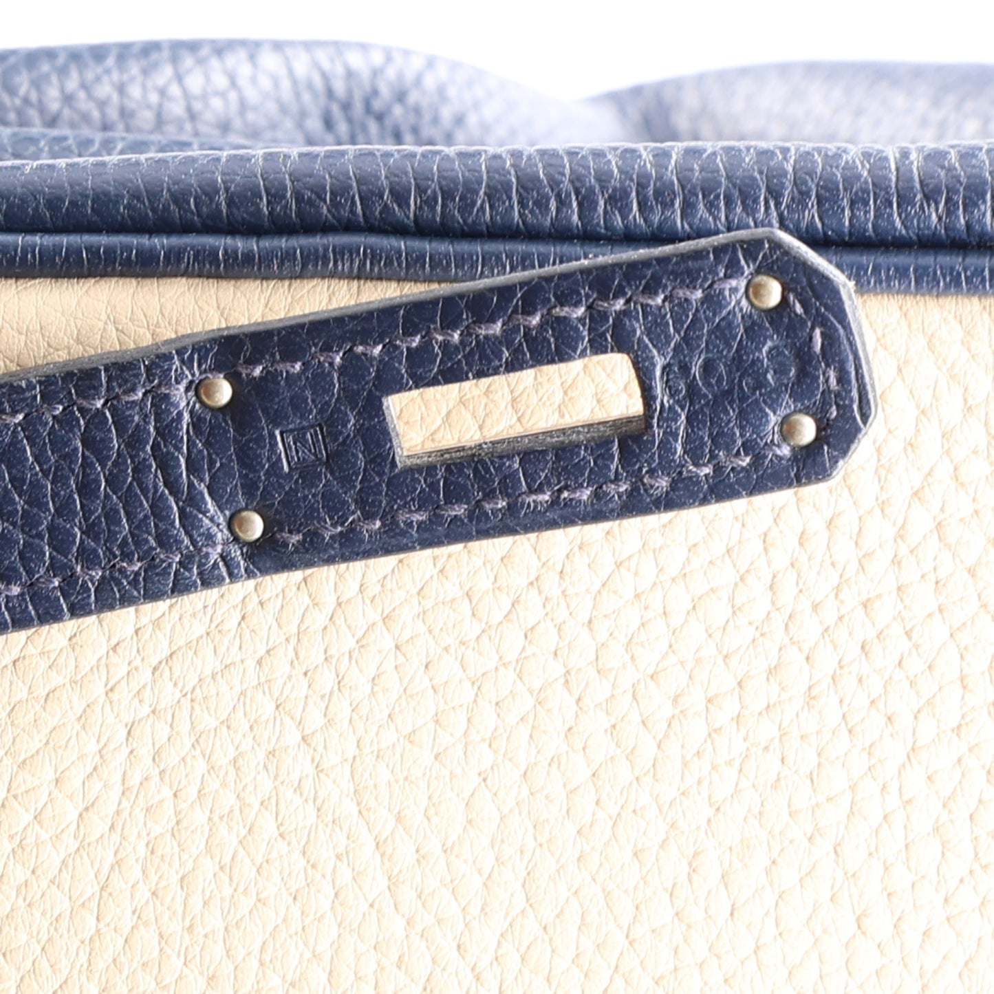Taurillon Clemence Horseshoe Birkin 35 Bleu Abysse Parchemin Alezan Colvert