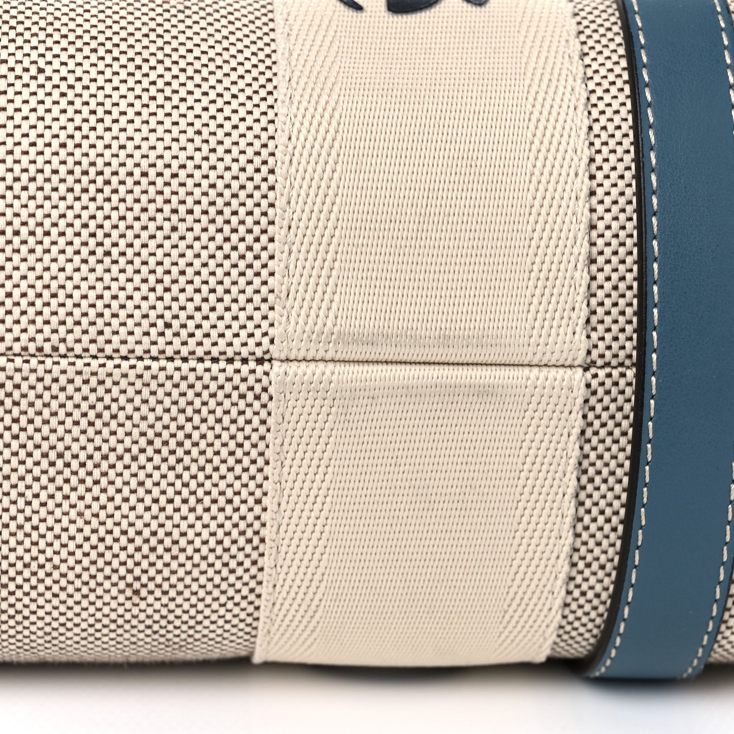 Cotton Calfskin Medium Woody Ribbon Tote White Blue