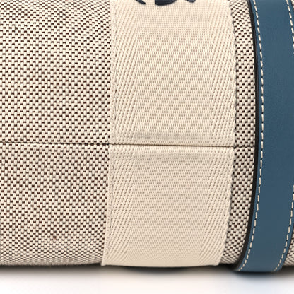 Chloe Cotton Calfskin Medium Woody Ribbon Tote White Blue 13 of 14