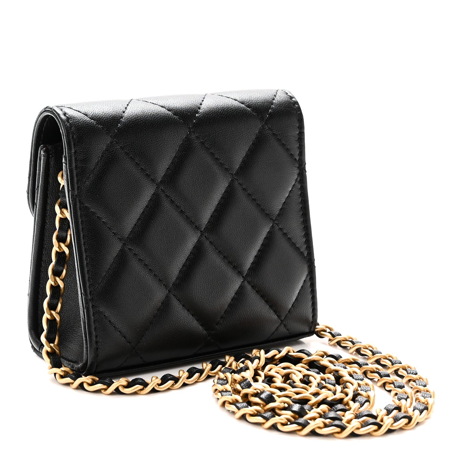 Chanel Lambskin Plexiglass Quilted Coco Love Clutch With Chain Black 3 of 11