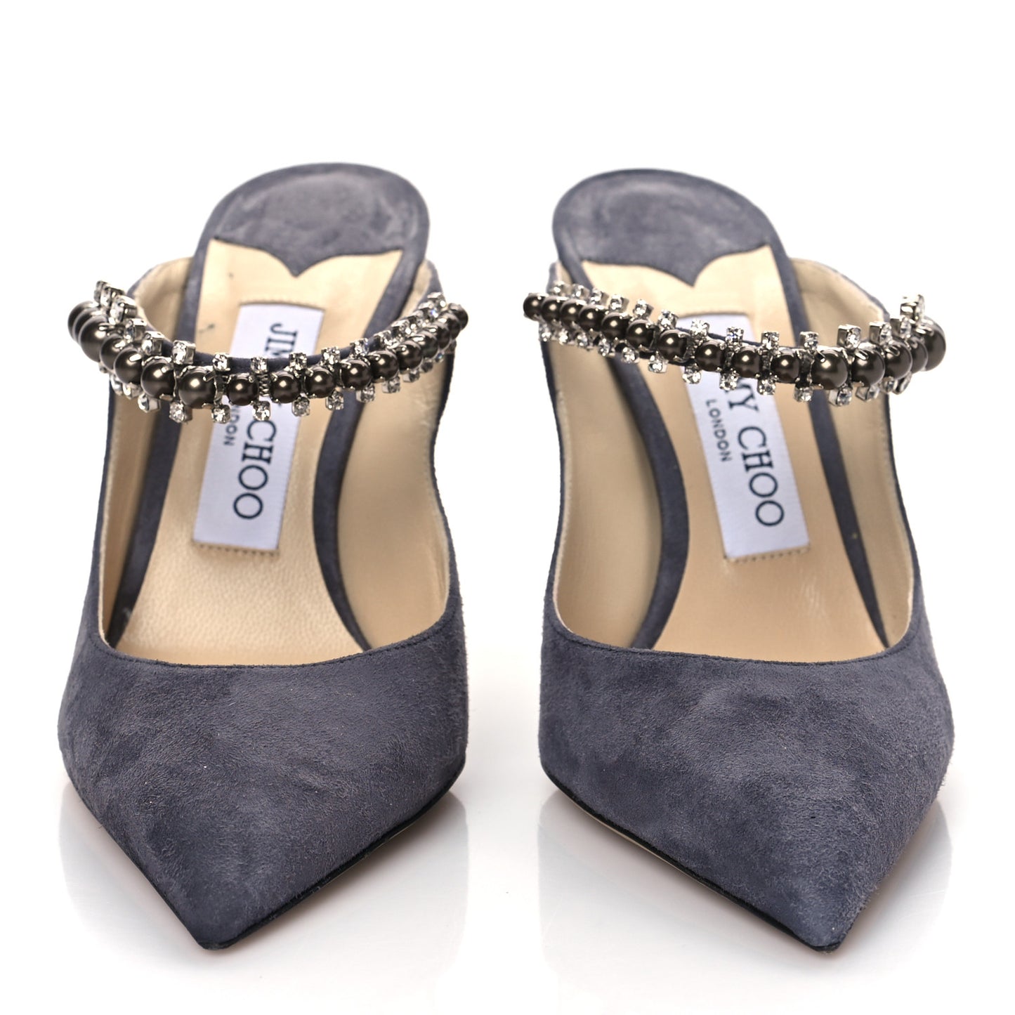 Suede Crystal Pearl Bing 100 Pumps 36.5 Grey