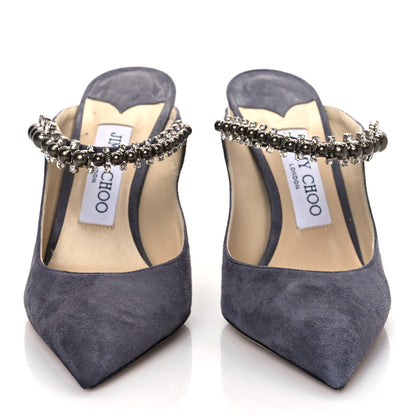 Jimmy Choo Suede Crystal Pearl Bing 100 Pumps 36.5 Grey 2 of 8