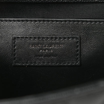 Saint Laurent Grain De Poudre Textured Mixed Matelasse Triquilt Medium Monogram Satchel Black 6 of 13