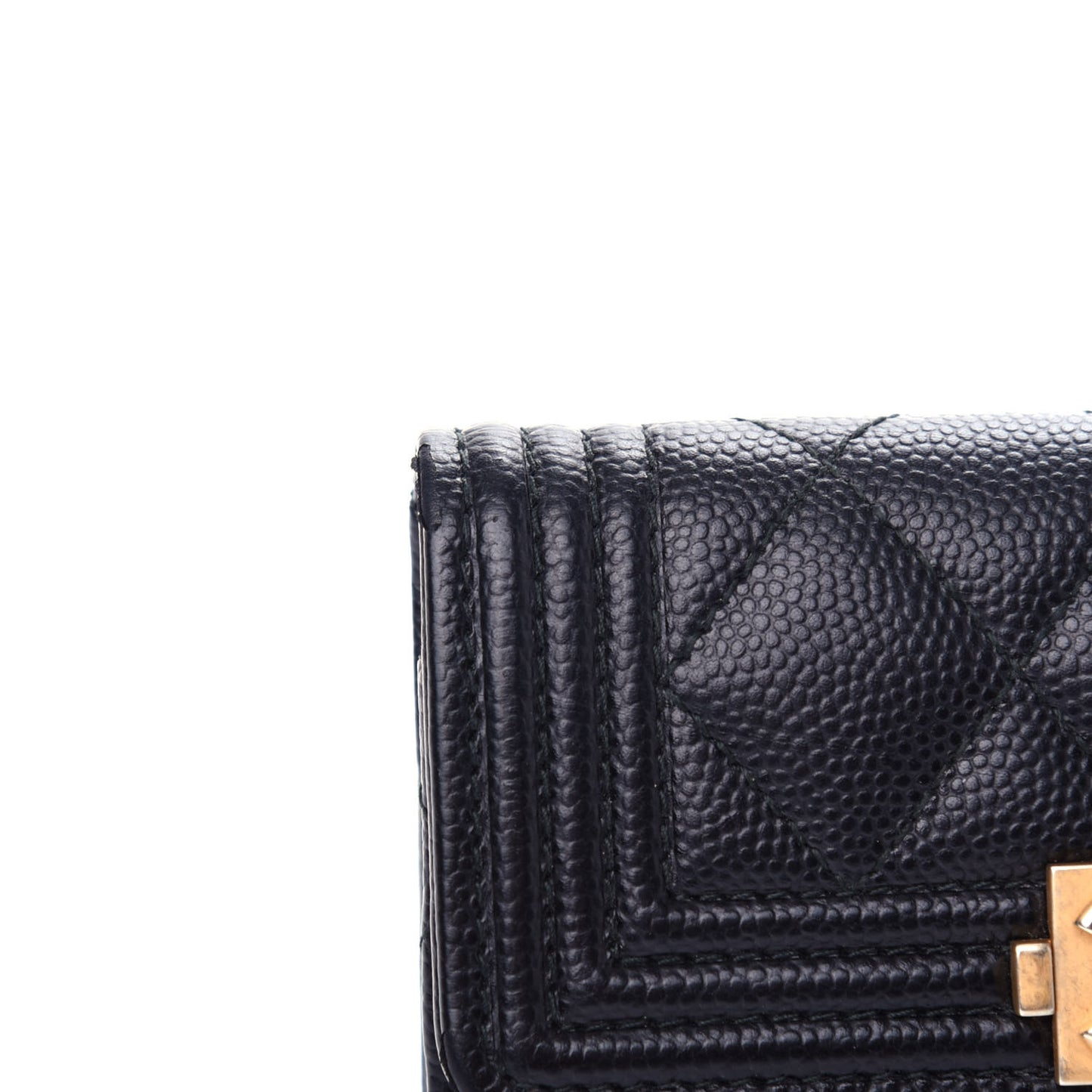 Caviar Quilted Boy Flap Card Holder Black