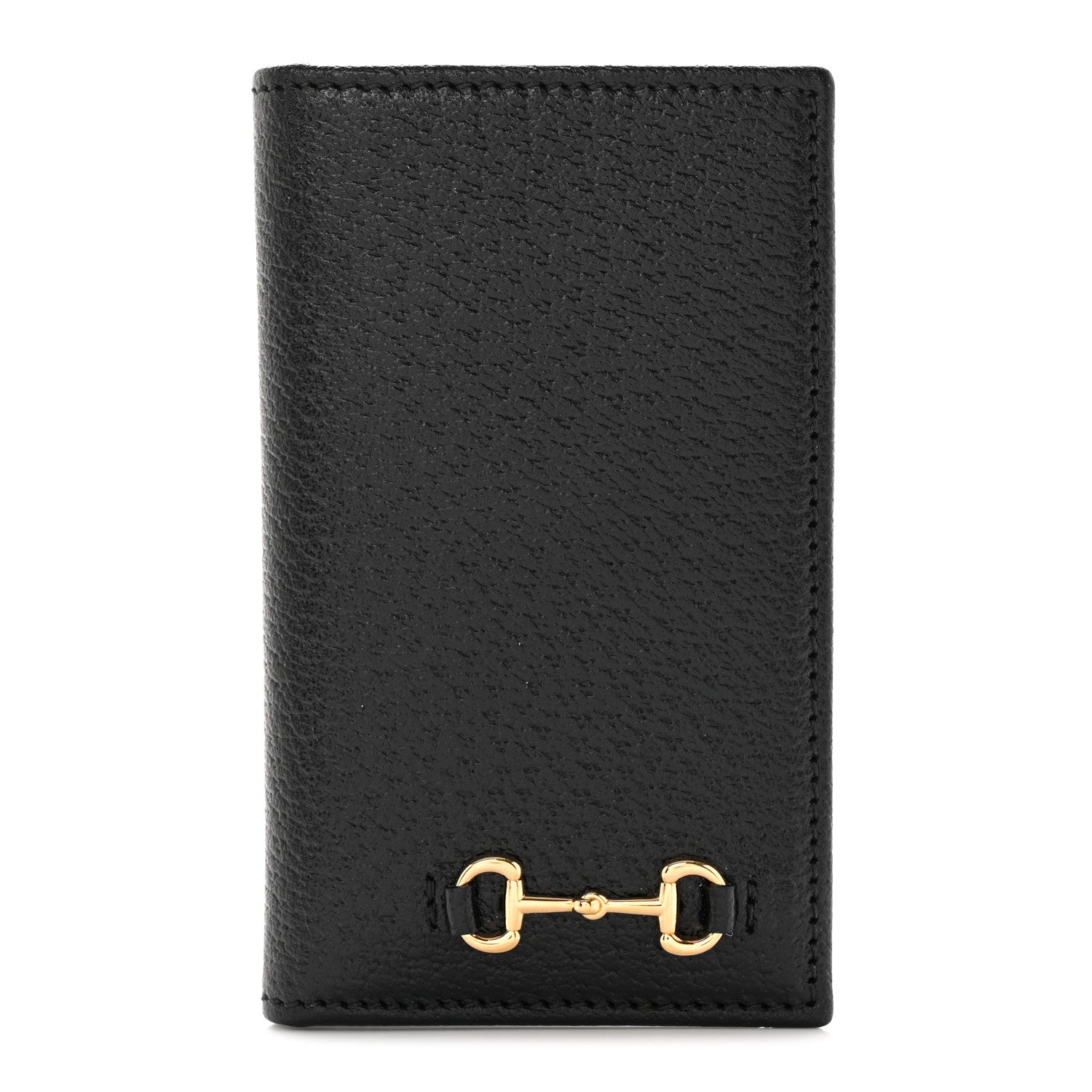 Gucci Textured Dollar Calfskin Horsebit Card Holder Black 1 of 7