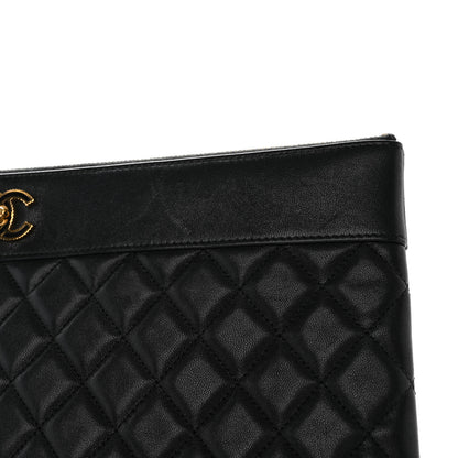 Chanel Lambskin Quilted Large Vintage Mademoiselle Cosmetic Case Black 12 of 12