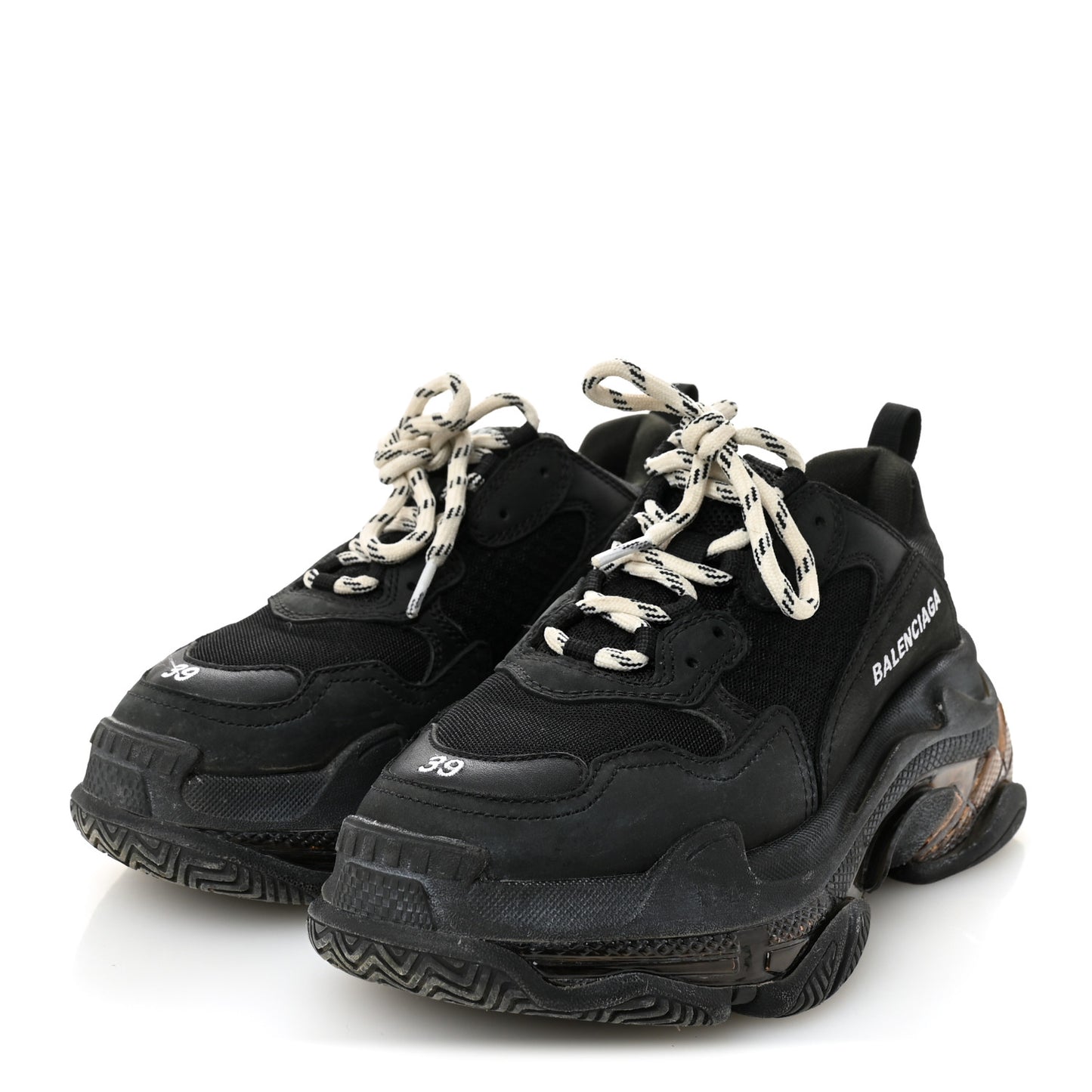 Fabric Mesh Womens Triple S Sneakers 39 Black