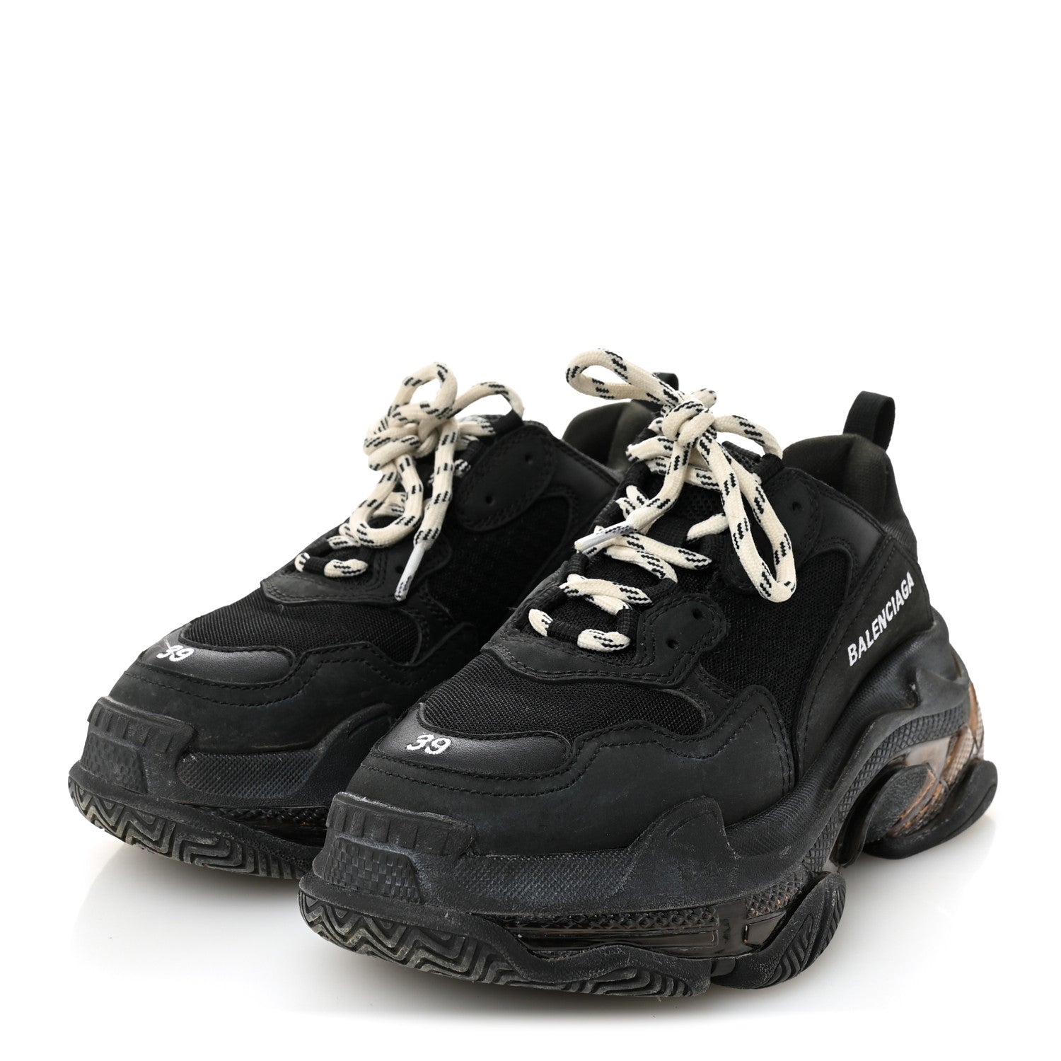 Balenciaga Fabric Mesh Womens Triple S Sneakers 39 Black 5 of 20